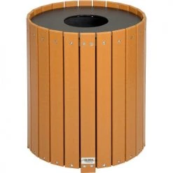 Global Industrial™ Recycled Plastic Round Trash Can With Liner, 32 Gallon, Cedar
