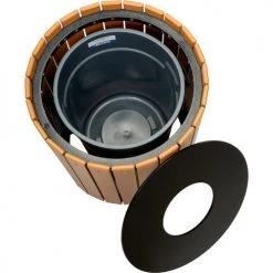 Global Industrial™ Recycled Plastic Round Trash Can With Liner, 32 Gallon, Cedar -Cheap Trash & Recycling Store 641323CD 02