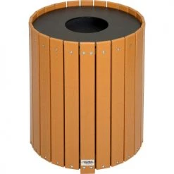 Global Industrial™ Recycled Plastic Round Trash Can With Liner, 32 Gallon, Cedar -Cheap Trash & Recycling Store 641323CD 04