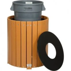 Global Industrial™ Recycled Plastic Round Trash Can With Liner, 32 Gallon, Cedar -Cheap Trash & Recycling Store 641323CD 06