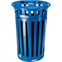 Global Industrial™ Outdoor Recycling Can W/Access Door & Multi-Stream Lid, 36 Gal., Blue -Cheap Trash & Recycling Store 641366RBL 05
