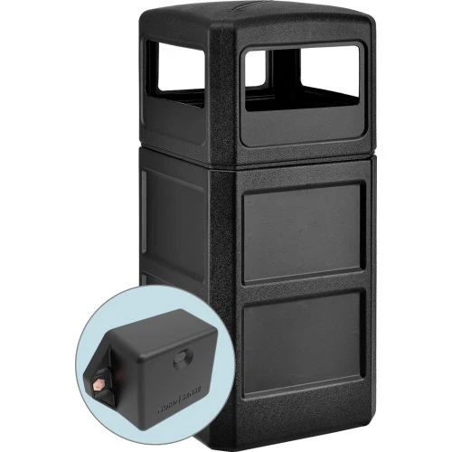 Global Industrial TrashTalk Square Waste Receptacle w/Dome Lid, 42 Gal., Black 1 Global Industrial TrashTalk Square Waste Receptacle w/Dome Lid, 42 Gal., Black