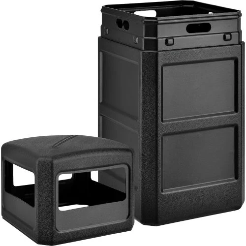 Global Industrial TrashTalk Square Waste Receptacle w/Dome Lid, 42 Gal., Black 4 Global Industrial TrashTalk Square Waste Receptacle w/Dome Lid, 42 Gal., Black - Image 4
