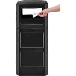 Global Industrial™ Square Plastic Waste Receptacle With Dome Lid, 42 Gallon, Black -Cheap Trash & Recycling Store 641414BK 03