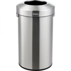 Global Industrial Stainless Steel Round Open Top Trash Can, 21 Gallon