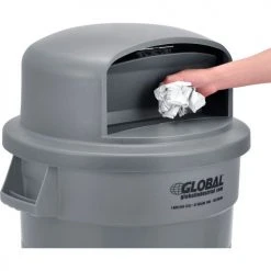 Global Industrial™ Plastic Trash Can Dome Lid - 32 Gallon Gray -Cheap Trash & Recycling Store 641433GY 06