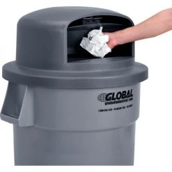 Global Industrial™ Plastic Trash Can Dome Lid - 44 Gallon Gray -Cheap Trash & Recycling Store 641434GY 06