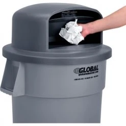 Global Industrial™ Plastic Trash Can Dome Lid - 55 Gallon Gray -Cheap Trash & Recycling Store 641435GY 06