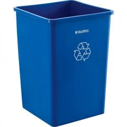 Global Industrial™ Square Recycling Trash Can, 35 Gallon, Blue