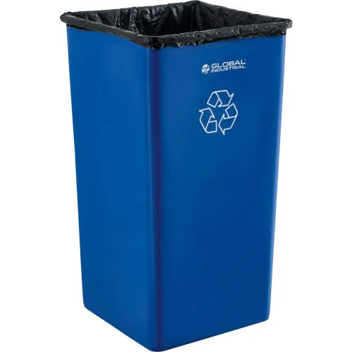 Global Industrial Square Recycling Trash Can, 55 Gallon, Blue 2 Global Industrial Square Recycling Trash Can, 55 Gallon, Blue - Image 2