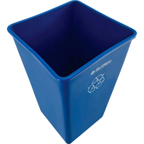 Global Industrial Square Recycling Trash Can, 55 Gallon, Blue 4 Global Industrial Square Recycling Trash Can, 55 Gallon, Blue - Image 4