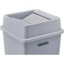 Global Industrial™ Square Plastic Trash Container Swing Lid - 35 & 55 Gallon Gray -Cheap Trash & Recycling Store 641441GY 03