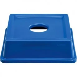 Global Industrial™ Bottles & Cans Recycling Lid For 35 & 55 Gallon Cans, Blue -Cheap Trash & Recycling Store 641441RBL 03