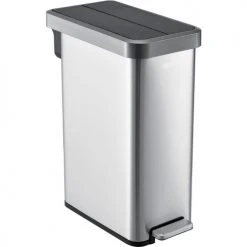 Global Industrial™ Stainless Steel Slim Butterfly Step Trash Can - 12 Gallon