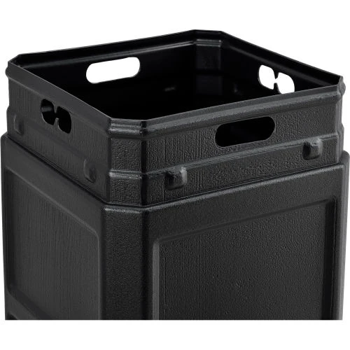 Global Industrial Square Plastic Waste Receptacle With Ashtray Lid, 42 Gallon, Black 5 Global Industrial Square Plastic Waste Receptacle With Ashtray Lid, 42 Gallon, Black - Image 5