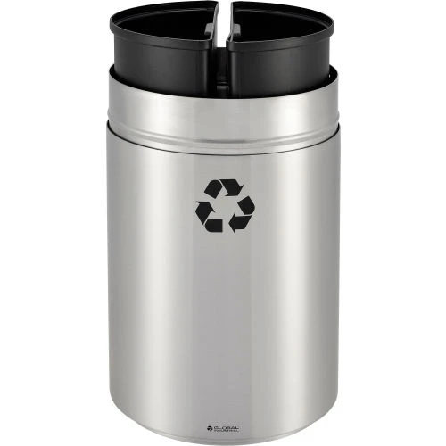 Global Industrial Round Multi-Stream Recycling Can, 31 Gallon Total, Satin Aluminum 3 Global Industrial Round Multi-Stream Recycling Can, 31 Gallon Total, Satin Aluminum - Image 3
