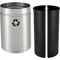 Global Industrial Round Multi-Stream Recycling Can, 31 Gallon Total, Satin Aluminum 14 Global Industrial Round Multi-Stream Recycling Can, 31 Gallon Total, Satin Aluminum -Cheap Trash & Recycling Store 641602 03