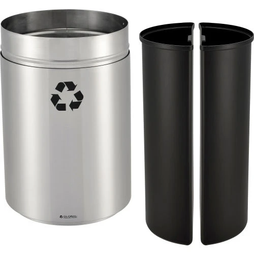 Global Industrial Round Multi-Stream Recycling Can, 31 Gallon Total, Satin Aluminum 4 Global Industrial Round Multi-Stream Recycling Can, 31 Gallon Total, Satin Aluminum - Image 4