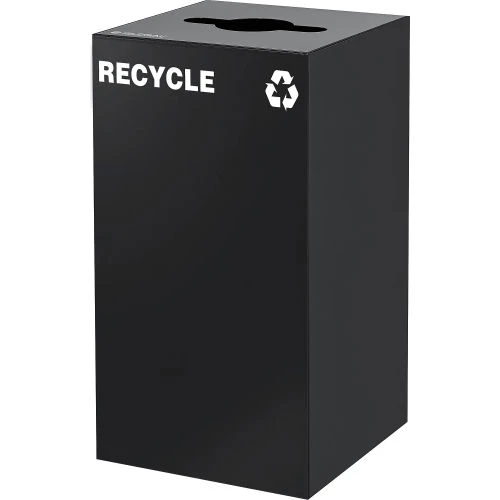 Global Industrial Square Recycling Can with Mixed Recycling Lid, 36 Gallon, Black 2 Global Industrial Square Recycling Can with Mixed Recycling Lid, 36 Gallon, Black - Image 2