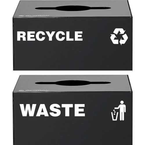Global Industrial Square Recycling Can with Mixed Recycling Lid, 36 Gallon, Black 4 Global Industrial Square Recycling Can with Mixed Recycling Lid, 36 Gallon, Black - Image 4