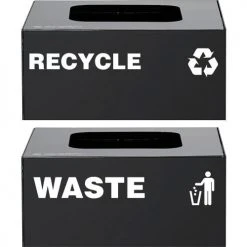 Global Industrial™ Square Recycling/Trash Can with Waste Lid, 32 Gallon, Black -Cheap Trash & Recycling Store 641614WBK 03 1