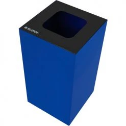 Global Industrial™ Square Recycling/Trash Can with Waste Lid, 36 Gallon, Blue