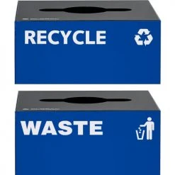 Global Industrial™ Square Recycling/Trash Can with Waste Lid, 32 Gallon, Blue -Cheap Trash & Recycling Store 641614WBL 03 2
