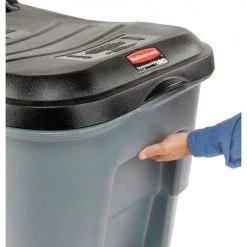 65 Gallon Rubbermaid Large Mobile Waste Receptacle - Gray With Lid -Cheap Trash & Recycling Store 705576GY 05
