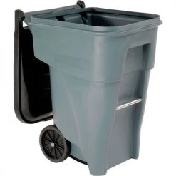 65 Gallon Rubbermaid Large Mobile Waste Receptacle - Gray With Lid -Cheap Trash & Recycling Store 705576GY 07