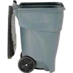 65 Gallon Rubbermaid Large Mobile Waste Receptacle - Gray With Lid -Cheap Trash & Recycling Store 705576GY 08
