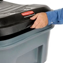 65 Gallon Rubbermaid Large Mobile Waste Receptacle - Gray With Lid -Cheap Trash & Recycling Store 705576GY 13