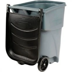 95 Gallon Rubbermaid Large Mobile Waste Receptacle - Gray With Lid -Cheap Trash & Recycling Store 705577GY 04