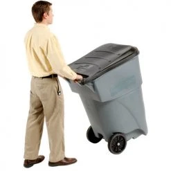 95 Gallon Rubbermaid Large Mobile Waste Receptacle - Gray With Lid -Cheap Trash & Recycling Store 705577GY 17