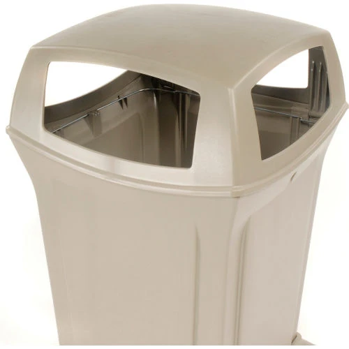 Rubbermaid® Plastic Square 4 Openings Trash Can, 45 Gallon, Beige 10 Rubbermaid® Plastic Square 4 Openings Trash Can, 45 Gallon, Beige - Image 10