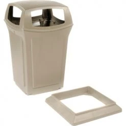 Rubbermaid® Plastic Square 4 Openings Trash Can, 45 Gallon, Beige 36 Rubbermaid® Plastic Square 4 Openings Trash Can, 45 Gallon, Beige -Cheap Trash & Recycling Store 705579BG 16