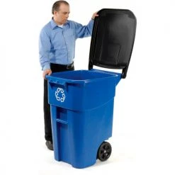 Rubbermaid® Brute Recycling Can w/Lid, 50 Gallon, Blue -Cheap Trash & Recycling Store 705622 12