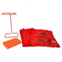 Bel-Art F13193-0500 Poxygrid Bench-Top Biohazard Bag Holder Kit, Includes 100 Bags