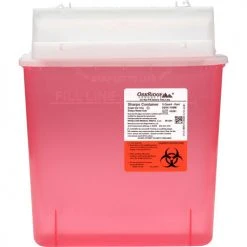 Oakridge Products 5 Quart Sharps Container w/ Horizotal Drop Lid, M-Style, Red -Cheap Trash & Recycling Store 732119 05