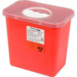 Oakridge Products 2 Gallon Sharps Container w/ Rotor Lid, Red
