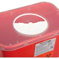 Oakridge Products 2 Gallon Sharps Container w/ Rotor Lid, Red -Cheap Trash & Recycling Store 732121 02