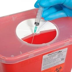 Oakridge Products 2 Gallon Sharps Container w/ Rotor Lid, Red -Cheap Trash & Recycling Store 732121 03