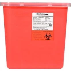 Oakridge Products 2 Gallon Sharps Container w/ Rotor Lid, Red -Cheap Trash & Recycling Store 732121 04