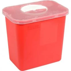Oakridge Products 2 Gallon Sharps Container w/ Rotor Lid, Red -Cheap Trash & Recycling Store 732121 05