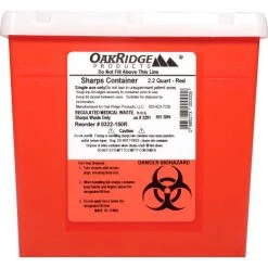 Oakridge Products 2.2 Quart Sharps Container w/ Rotor Lid, Red -Cheap Trash & Recycling Store 732123 02