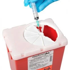 Oakridge Products 2.2 Quart Sharps Container w/ Rotor Lid, Red -Cheap Trash & Recycling Store 732123 03