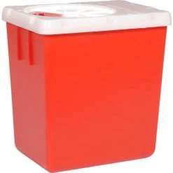 Oakridge Products 2.2 Quart Sharps Container w/ Rotor Lid, Red -Cheap Trash & Recycling Store 732123 04