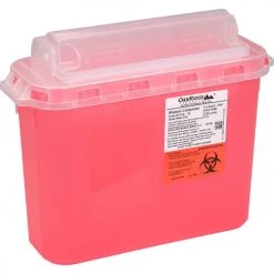 Oakridge Products 5.4 Quart Sharps Container w/ Counter Balance Lid, Red