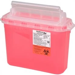 Oakridge Products 5.4 Quart Sharps Container w/ Counter Balance Lid, Red -Cheap Trash & Recycling Store 732124 02
