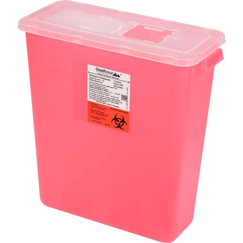 Oakridge Products 3 Gallon Sharps Container w/ Slide Lid, Red 1 Oakridge Products 3 Gallon Sharps Container w/ Slide Lid, Red