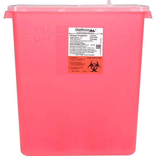 Oakridge Products 3 Gallon Sharps Container w/ Slide Lid, Red 6 Oakridge Products 3 Gallon Sharps Container w/ Slide Lid, Red - Image 6